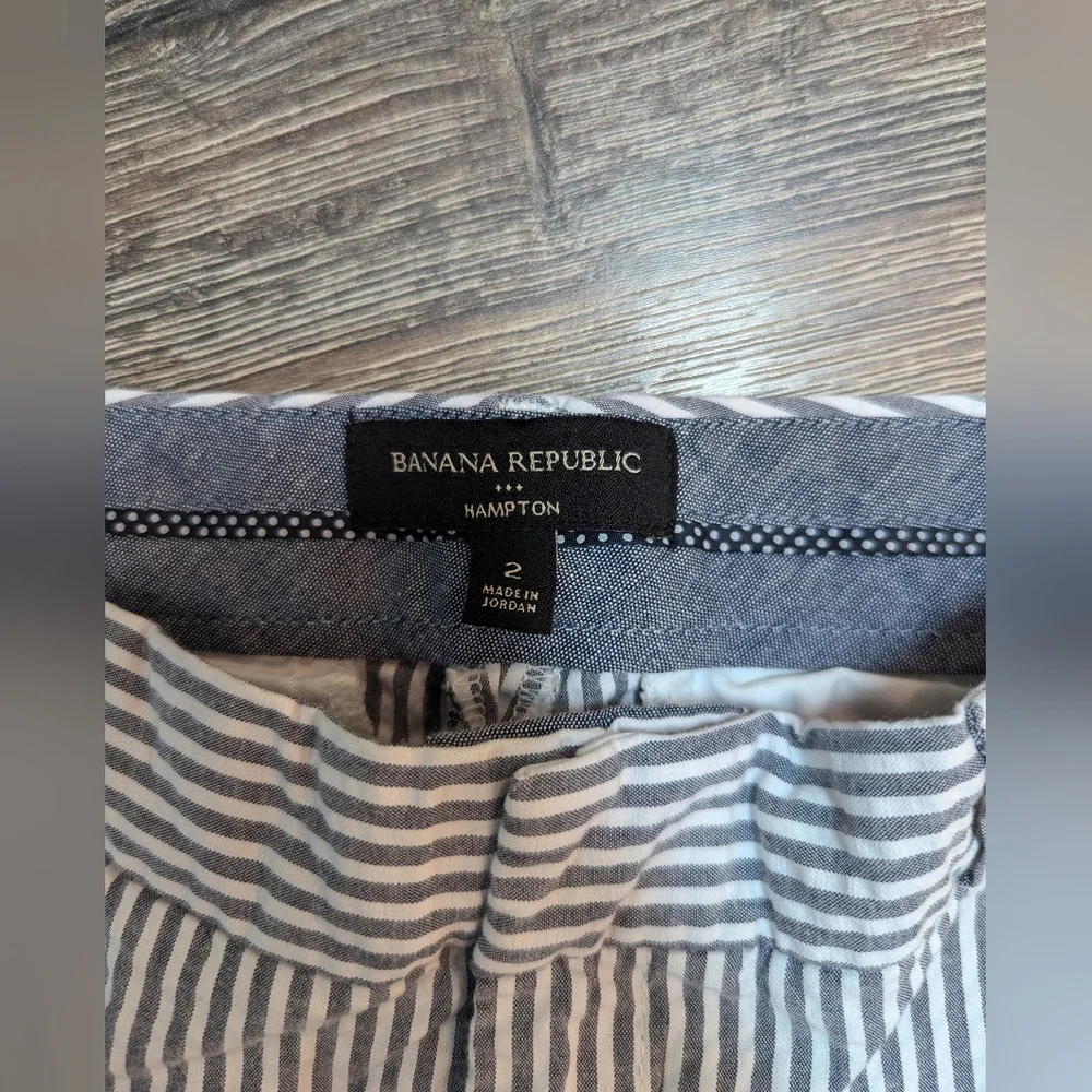 Banana Republic Size 2 Pants Trousers Seer Sucker Cropped Ankle Straight Leg - Picture 7 of 8